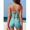 imageSummer Mae VNeck Women Tankini Swimsuits TwoPiece with Side Pockets Swim Shorts 2025 TieBack Straps Bathing SuitsOcean Blue