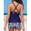 imageSummer Mae VNeck Women Tankini Swimsuits TwoPiece with Side Pockets Swim Shorts 2025 TieBack Straps Bathing SuitsPaisley Print