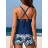 imageSummer Mae VNeck Women Tankini Swimsuits TwoPiece with Side Pockets Swim Shorts 2025 TieBack Straps Bathing SuitsRed Leaf Clash