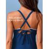imageSummer Mae VNeck Women Tankini Swimsuits TwoPiece with Side Pockets Swim Shorts 2025 TieBack Straps Bathing SuitsRed Leaf Clash