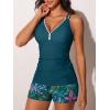 imageSummer Mae VNeck Women Tankini Swimsuits TwoPiece with Side Pockets Swim Shorts 2025 TieBack Straps Bathing SuitsSwaying Green Foliage