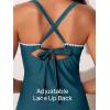 imageSummer Mae VNeck Women Tankini Swimsuits TwoPiece with Side Pockets Swim Shorts 2025 TieBack Straps Bathing SuitsSwaying Green Foliage
