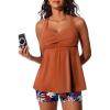 imageMiYang Tankini Swimsuits for Women 2025 Tummy Control Modest Flowy Two Piece Bathing Suits Top with Pockets ShortsTropic Sketch