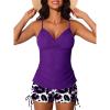 imageMiYang Twist Front Tankini Swimsuits for Women 2025 Flattering Tummy Control Ribbed TwoPiece Bathing SuitsPurple Leopard