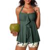 imageSummer Mae Halter Womens Tankini Swimsuits 2025 Flowy Top Two Piece Bathing Suits with Pockets BoyshortsGreen Colourful Flowers