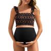 imageSummer Mae Maternity High Waist Bikini Swimsuit Two Piece Ruffled Hem Cute Bathing Suit Floral Pregnancy SwimwearGaudy Raiment