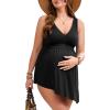imageSummer Mae Plus Size Maternity One Piece Swim Dress Tie Side Pregnancy Swimsuit VNeck Bathing Suit for WomenBlack