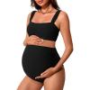 imageSummer Mae Ribbed Maternity Bikini Swimsuit for Women High Waisted TwoPiece Bathing Suit Crop Top Pregnancy SwimwearBlack