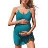 imageSummer Mae Ribbed Maternity One Piece Swim Dress Pregnancy Swimsuit with Builtin Bottom Swimwear Tie Knot Skirt Bathing SuitForest