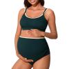 imageSummer Mae Ribbed Maternity Swimsuit TwoPiece Sporty Bikini Color Block Pregnancy Bathing Suit High Waisted Ruched SwimwearSacramento