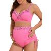 imageSummer Mae Ribbed Maternity Swimsuit TwoPiece Wrap Bikini Color Block Pregnancy Bathing Suit High Waisted Ruched SwimwearRose Pink Paisley