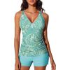imageSummer Mae VNeck Women Tankini Swimsuits TwoPiece with Side Pockets Swim Shorts 2025 TieBack Straps Bathing SuitsOcean Blue