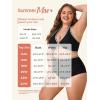 imageSummer Mae Plus Size Swimsuit for Women Halter Bikini Top Shell Stitched Two Piece High Waist Bathing Suit Sexy SwimwearBlack