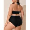 imageSummer Mae Plus Size Swimsuit for Women Halter Bikini Top Shell Stitched Two Piece High Waist Bathing Suit Sexy SwimwearBlack