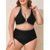 imageSummer Mae Plus Size Swimsuit for Women Halter Bikini Top Shell Stitched Two Piece High Waist Bathing Suit Sexy SwimwearBlack