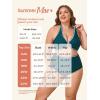 imageSummer Mae Plus Size Swimsuit for Women Halter Bikini Top Shell Stitched Two Piece High Waist Bathing Suit Sexy SwimwearPeacock Blue