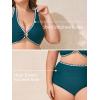 imageSummer Mae Plus Size Swimsuit for Women Halter Bikini Top Shell Stitched Two Piece High Waist Bathing Suit Sexy SwimwearPeacock Blue