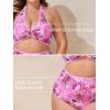imageSummer Mae Plus Size Swimsuit for Women Halter Bikini Top Shell Stitched Two Piece High Waist Bathing Suit Sexy SwimwearPink Rainforest