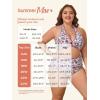 imageSummer Mae Plus Size Swimsuit for Women Halter Bikini Top Shell Stitched Two Piece High Waist Bathing Suit Sexy SwimwearStrawberry Flowers