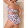 imageSummer Mae Plus Size Swimsuit for Women Halter Bikini Top Shell Stitched Two Piece High Waist Bathing Suit Sexy SwimwearStrawberry Flowers