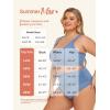 imageSummer Mae Plus Size Women Ribbed Bikini Set Two Piece High Waist Swimsuit Scoop Top Tummy Control Bathing Suit SwimwearBaby Blue