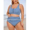imageSummer Mae Plus Size Women Ribbed Bikini Set Two Piece High Waist Swimsuit Scoop Top Tummy Control Bathing Suit SwimwearBaby Blue