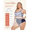imageSummer Mae Plus Size Women Ribbed Bikini Set Two Piece High Waist Swimsuit Scoop Top Tummy Control Bathing Suit SwimwearBlue Coconut Shadow