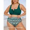 imageSummer Mae Plus Size Women Ribbed Bikini Set Two Piece High Waist Swimsuit Scoop Top Tummy Control Bathing Suit SwimwearGreen Rhythm