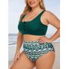 imageSummer Mae Plus Size Women Ribbed Bikini Set Two Piece High Waist Swimsuit Scoop Top Tummy Control Bathing Suit SwimwearGreen Rhythm
