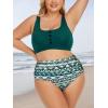 imageSummer Mae Plus Size Women Ribbed Bikini Set Two Piece High Waist Swimsuit Scoop Top Tummy Control Bathing Suit SwimwearGreen Rhythm