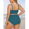 imageSummer Mae Plus Size Women Ribbed Bikini Set Two Piece High Waist Swimsuit Scoop Top Tummy Control Bathing Suit SwimwearLagoon