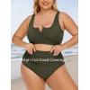 imageSummer Mae Plus Size Women Ribbed Bikini Set Two Piece High Waist Swimsuit Scoop Top Tummy Control Bathing Suit SwimwearOlive