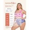imageSummer Mae Plus Size Women Ribbed Bikini Set Two Piece High Waist Swimsuit Scoop Top Tummy Control Bathing Suit SwimwearPeach Blossoms