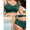 imageSummer Mae Plus Size Women Ribbed Two Piece Bikini High Waist Swimsuit Ruched Tummy Control Bathing Suit SwimwearDark Green