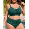 imageSummer Mae Plus Size Women Ribbed Two Piece Bikini High Waist Swimsuit Ruched Tummy Control Bathing Suit SwimwearDark Green