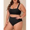imageSummer Mae Ribbed Plus Size Swimsuit for Women Bikini Set Two Piece High Waist Bathing Suit Crop Top Tummy Control SwimwearBlack