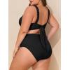 imageSummer Mae Ribbed Plus Size Swimsuit for Women Bikini Set Two Piece High Waist Bathing Suit Crop Top Tummy Control SwimwearBlack