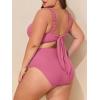 imageSummer Mae Ribbed Plus Size Swimsuit for Women Bikini Set Two Piece High Waist Bathing Suit Crop Top Tummy Control SwimwearBright Red