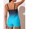 imageSummer Mae Womens Mesh Tankini Swimsuit Layered Bathing Suit Ruffle Two Piece Tummy Control Sporty Pockets ShortsBlack and Blue Gradient