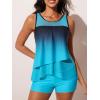 imageSummer Mae Womens Mesh Tankini Swimsuit Layered Bathing Suit Ruffle Two Piece Tummy Control Sporty Pockets ShortsBlack and Blue Gradient