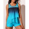 imageSummer Mae Womens Mesh Tankini Swimsuit Layered Bathing Suit Ruffle Two Piece Tummy Control Sporty Pockets ShortsBlack and Blue Gradient