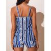 imageSummer Mae Womens Mesh Tankini Swimsuit Layered Bathing Suit Ruffle Two Piece Tummy Control Sporty Pockets ShortsBlue Vertical Pattern