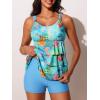 imageSummer Mae Womens Tankini Swimsuits with Shorts Ruffled Tummy Control Bathing Suits Modest 2025 SwimwearBlue Ocean