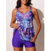 imageSummer Mae Womens Tankini Swimsuits with Shorts Ruffled Tummy Control Bathing Suits Modest 2025 SwimwearBluepurple Bouquet