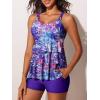 imageSummer Mae Womens Tankini Swimsuits with Shorts Ruffled Tummy Control Bathing Suits Modest 2025 SwimwearBluepurple Bouquet