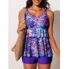 imageSummer Mae Womens Tankini Swimsuits with Shorts Ruffled Tummy Control Bathing Suits Modest 2025 SwimwearBluepurple Bouquet