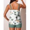 imageSummer Mae Womens Tankini Swimsuits with Shorts Ruffled Tummy Control Bathing Suits Modest 2025 SwimwearGreen Palm Tree