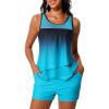 imageSummer Mae Womens Mesh Tankini Swimsuit Layered Bathing Suit Ruffle Two Piece Tummy Control Sporty Pockets ShortsBlack and Blue Gradient