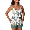 imageSummer Mae Womens Tankini Swimsuits with Shorts Ruffled Tummy Control Bathing Suits Modest 2025 SwimwearGreen Palm Tree