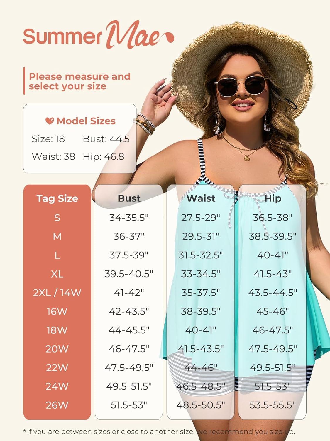 imageSummer Mae Plus Size Swimsuits for Women Two Piece Tankini Sets Tummy Control Bathing Suit Swimwear with ShortsColorful Colors